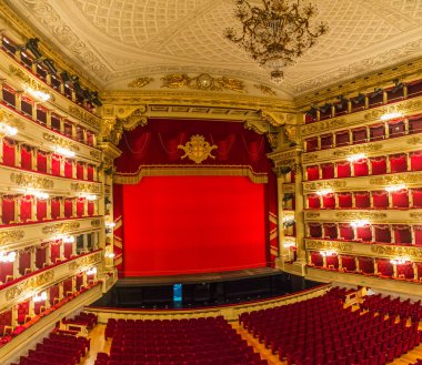 Oditoryum ve sahne tiyatro La Scala, Milano, İtalya