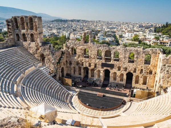 Vue de l'Odéon de Gérode depuis la hauteur de l'Acropole d'Athènes, Grèce Images De Stock Libres De Droits