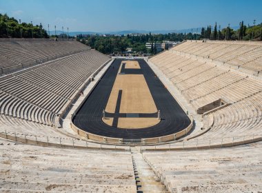 Atina'daki Panathenaic Stadyumu'nun arena ve tribünlerinin görünümü, Yunanistan