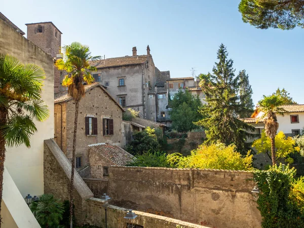 Ancient houses with tiled roofs in the old town of Viterbo, Italy — Stock Photo, Image