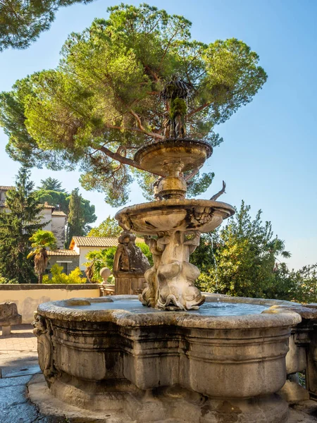 Fontana sulla terrazza vicino al Palazzo del Priorato nel centro storico di Viterbo — Foto Stock