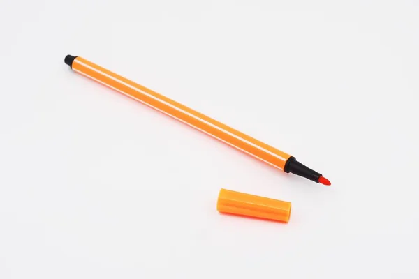 Oranje Magische Kleur Pen Witte Achtergrond Met Kopie Ruimte — Stockfoto