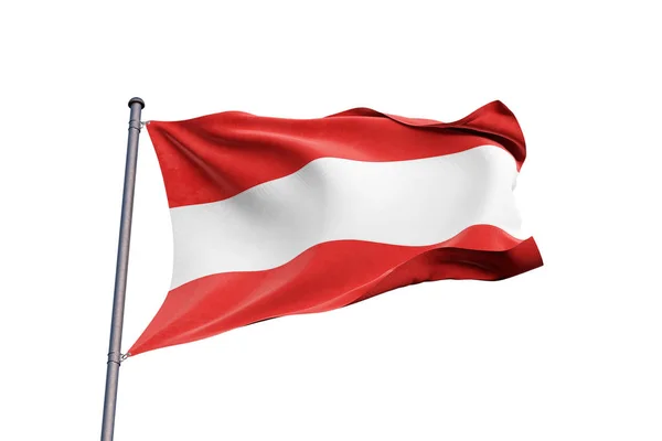 Oostenrijk Vlag Zwaaien Witte Achtergrond Close Geïsoleerd Met Uitknippad — Stockfoto