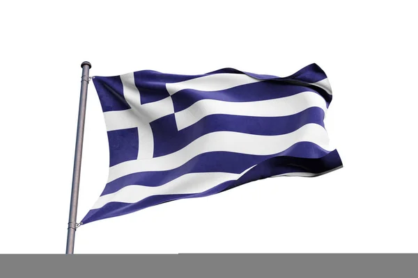 Grèce Drapeau Sur Fond Blanc Gros Plan Isolé Avec Tracé — Photo