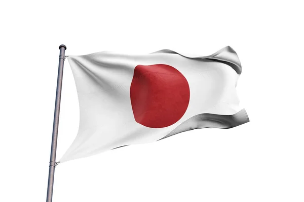 Japón Bandera Ondeando Sobre Fondo Blanco Cerrar Aisladas Con Trazado — Foto de Stock