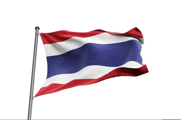 Thailand Drapeau Sur Fond Blanc Gros Plan Isolé Avec Tracé — Photo