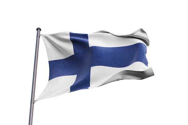 Finland Flag Waving White Background Close Isolated Clipping Path — Stock Photo, Image