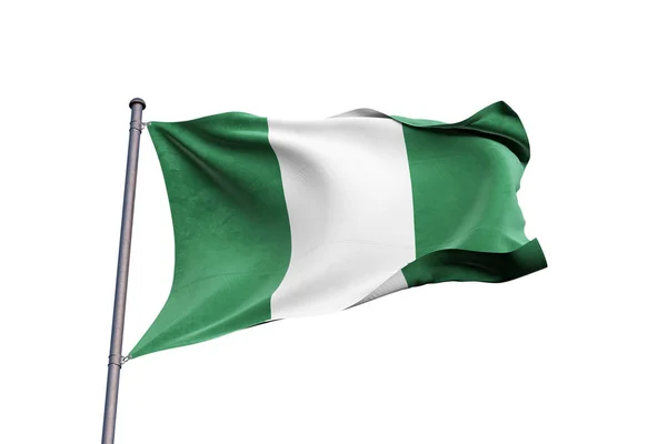 Nigeria Bandiera Sventola Sfondo Bianco Primo Piano Isolato Con Percorso — Foto Stock