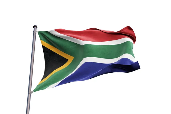 South Africa Flag Waving White Background Close Isolated Clipping Path — Stock Photo, Image