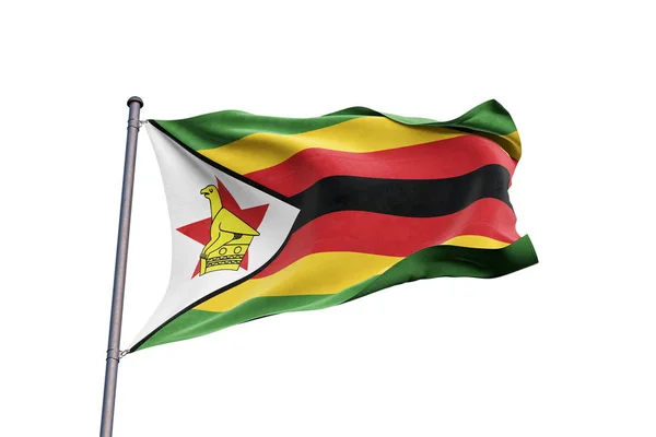 Zimbabwe Flag Waving White Background Close Isolated Clipping Path — Stock Photo, Image