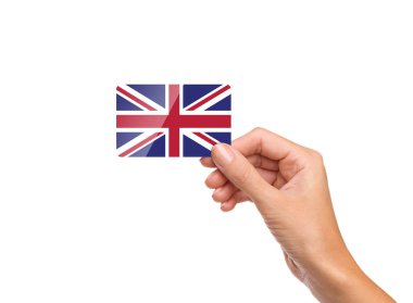 İngiltere bayrak kartındaki güzel elinde Türkiye, yakın çekim, izole