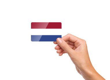 Hollanda bayrağı güzel elinde kartındaki yakın, izole