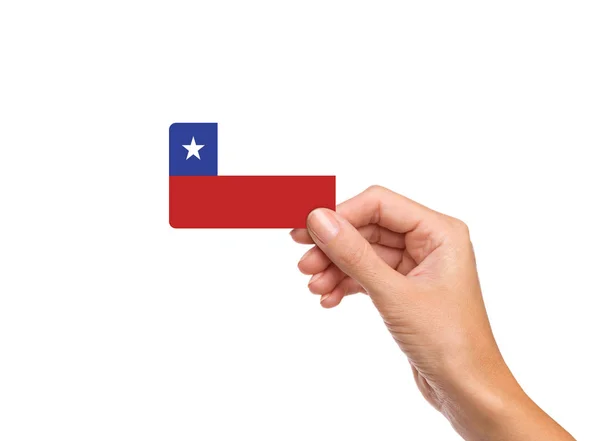Chilei Zászló Kártya Gyönyörű Kézzel Közel Elszigetelt — Stock Fotó
