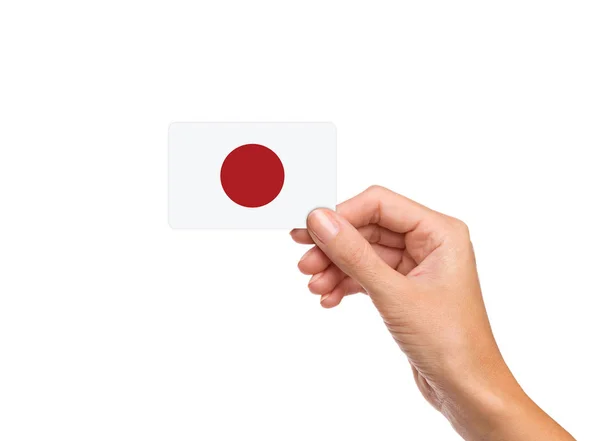 Bandera Japón Tarjeta Mano Cerca Aislado — Foto de Stock