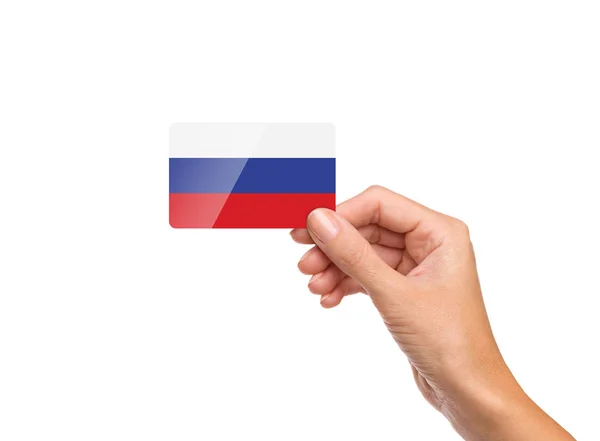 Флаг России Карте Красивые Руки Закрыть Вверх Изолированные — стоковое фото