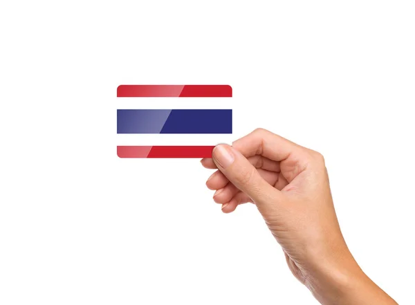 Thailand Flagge Auf Karte Schöne Hand Schließen Isoliert — Stockfoto