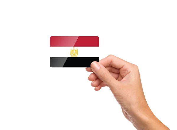 Ägypten Flagge Auf Karte Schöne Hand Schließen Isoliert — Stockfoto