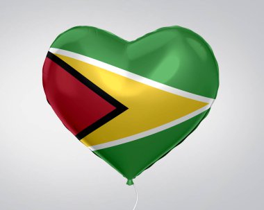 Guyana bayrak kalp şekli balonunda, 3d illüstrasyon kapatmak