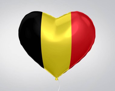 Belçika bayrağı kalp şekli balonunda, 3d illüstrasyon kapatmak