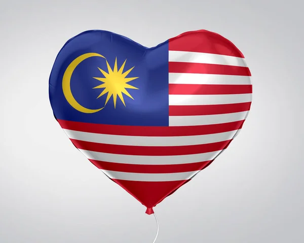 Malaysia Flag Heart Shape Balloon Close Illustration — Stock Photo, Image