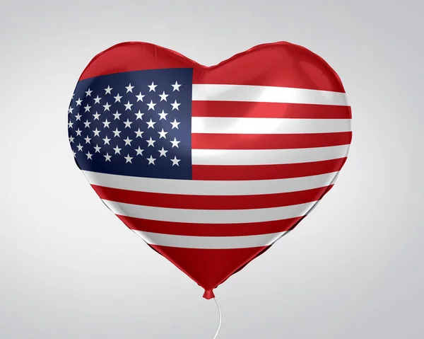 Drapeau Des États Unis Amérique Dans Ballon Forme Coeur Gros — Photo