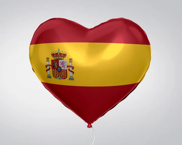 Σημαία Ισπανίας Στην Καρδιά Σχήμα Μπαλονιού Κοντινό Πλάνο Απεικόνιση — Φωτογραφία Αρχείου