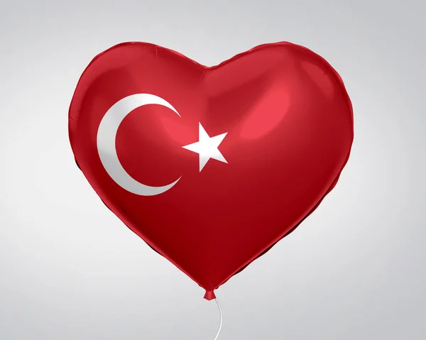 Bandeira Turquia Balão Forma Coração Close Ilustração — Fotografia de Stock