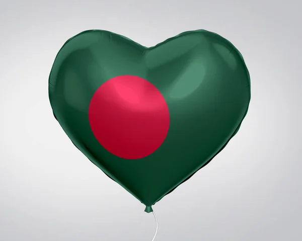 Bandeira Bangladesh Balão Forma Coração Close Ilustração — Fotografia de Stock