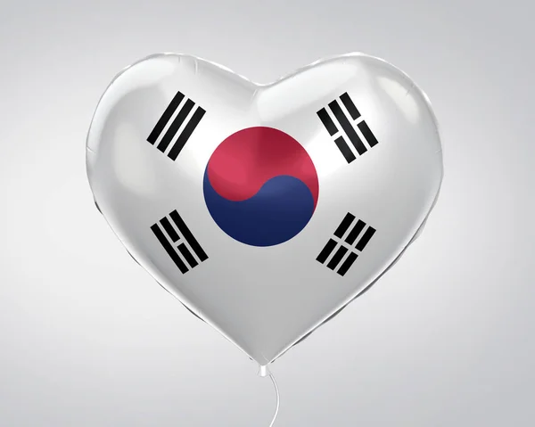 Bandera Corea Del Sur Globo Forma Corazón Cerrar Ilustración —  Fotos de Stock