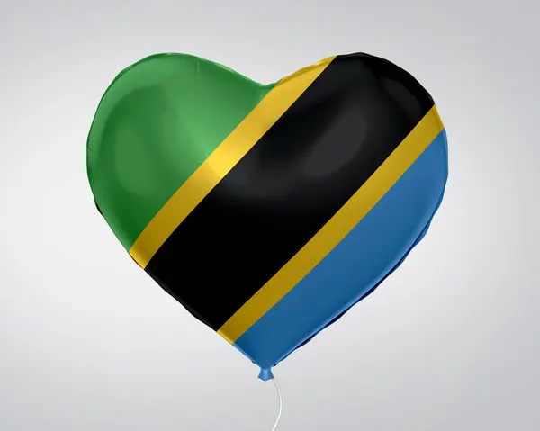 Tanzania Flag Heart Shape Balloon Close Illustration — Stock Photo, Image