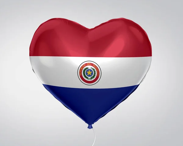 Paraguay Flaggan Hjärta Form Ballong Närbild Illustration — Stockfoto