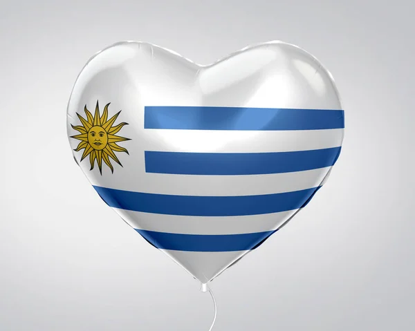 乌拉圭旗子在心脏形状气球 — 图库照片