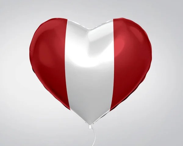 Peru flag in heart shape balloon, close up, 3D illustration