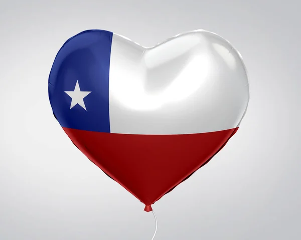 Bandeira Chile Balão Forma Coração Close Ilustração — Fotografia de Stock