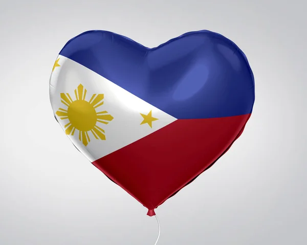 Drapeau Des Philippines Dans Ballon Forme Coeur Gros Plan Illustration — Photo