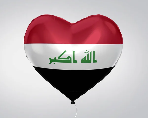 Irak Flagge Herz Form Ballon Nahaufnahme Illustration — Stockfoto