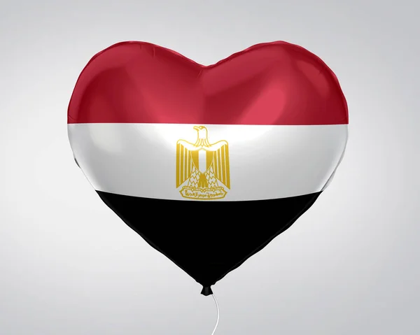 Ägypten Flagge Herz Form Ballon Nahaufnahme Illustration — Stockfoto