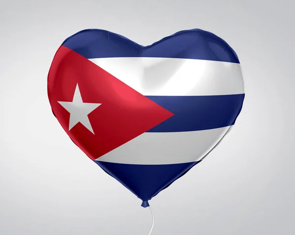 Bandeira Cuba Balão Forma Coração Close Ilustração — Fotografia de Stock