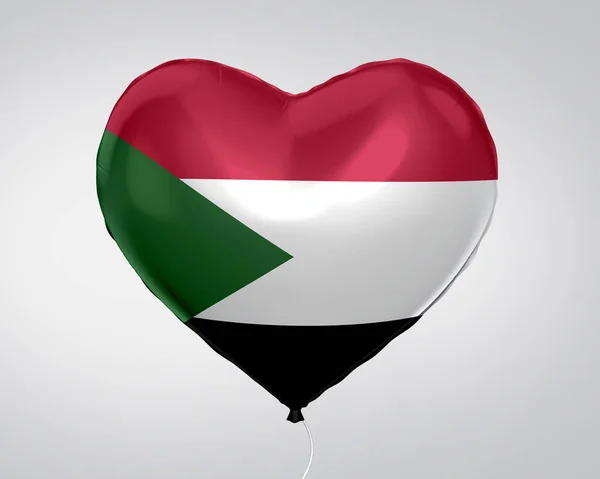Флаг Судана Шар Формы Сердца Крупным Планом Иллюстрации — стоковое фото