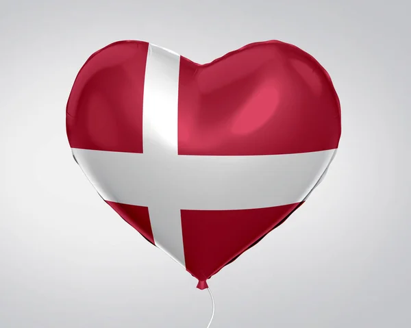 Denmark Flag Heart Shape Balloon Close Illustration — Stock Photo, Image