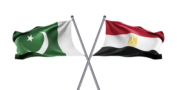 Zwei Gekreuzt Fahnen Von Pakistan Und Ägypten Nahaufnahme Illustration — Stockfoto