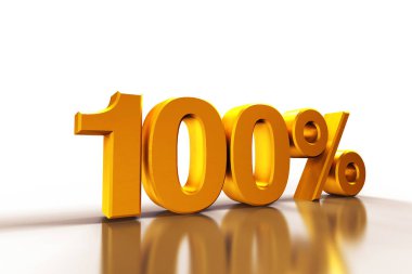 3D render metin yüzde 100 altın