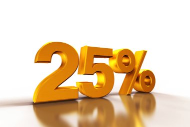 3D render metin yüzde 25'i altın