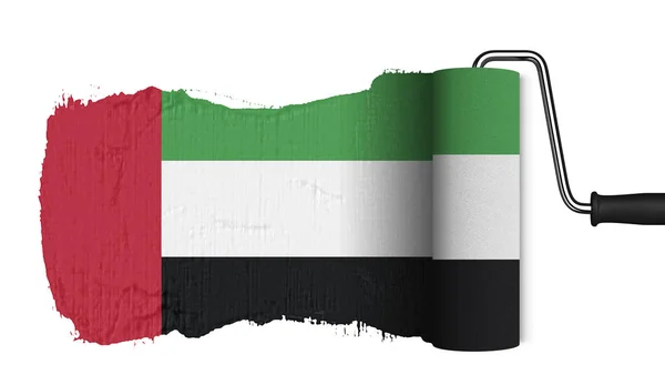 Vereinigte Arabische Emirate Fahne Mit Farbroller Isolated White Background — Stockfoto