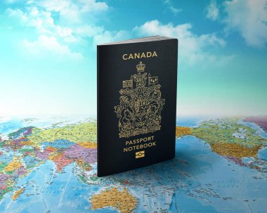 Kanada pasaport seyahat dünya harita arka planda - resim için