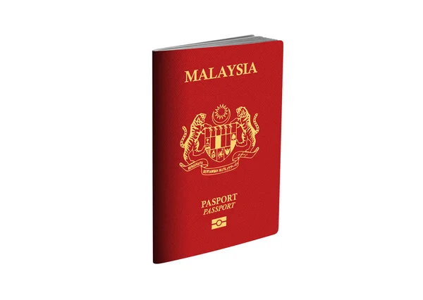 白い背景で選択パスを持つマレーシアのパスポート 3Dイラスト — ストック写真