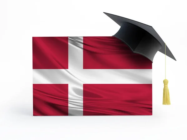 Graduation Cap Denmark Flag Studeren Het Buitenland Isolated Illustration — Stockfoto