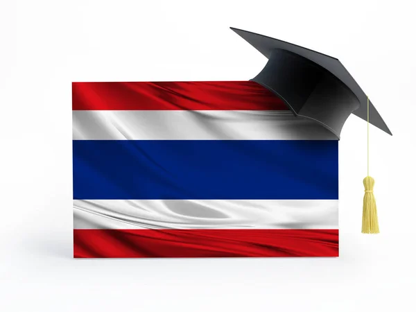 Καπάκι Αποφοίτησης Σημαία Ταϊλάνδης Σπουδές Στο Εξωτερικό Απομονωμένη Εικονογράφηση — Φωτογραφία Αρχείου
