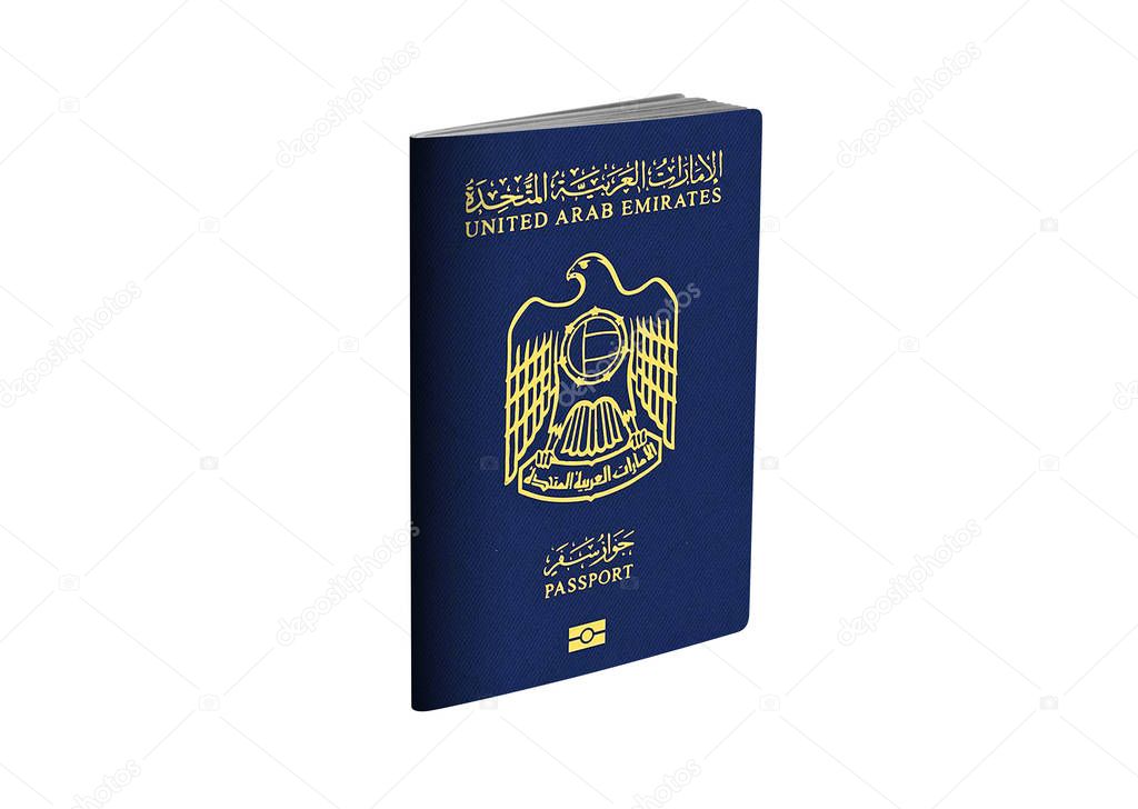 UAE Passport with selection path on white background - 3D Illustration 