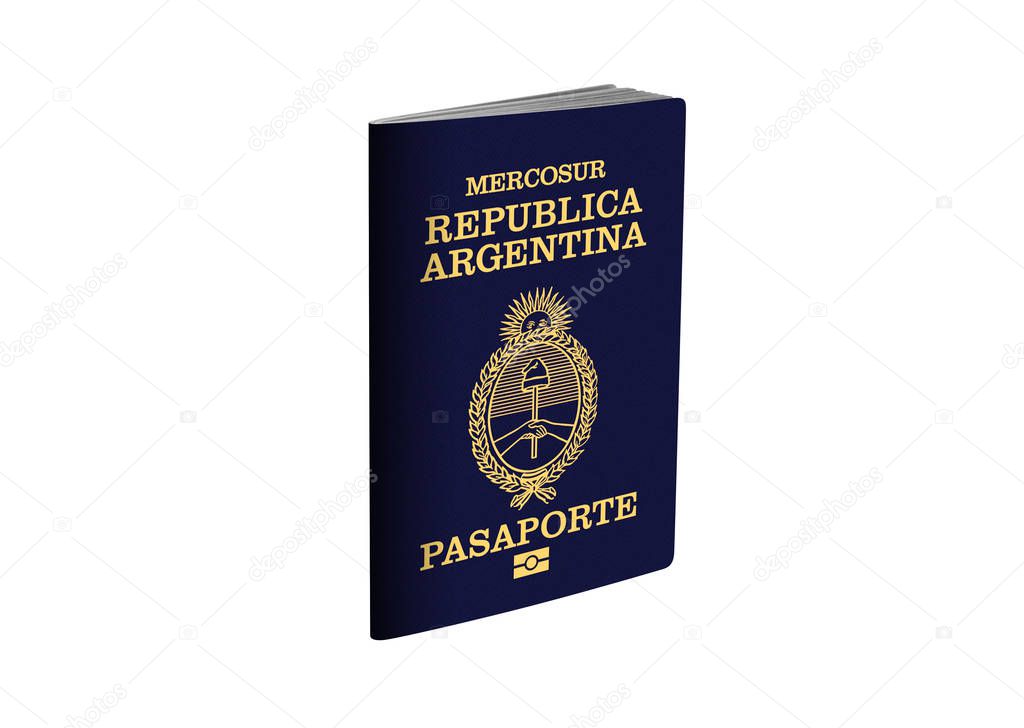 Argentina Passport with selection path on white background - 3D Illustration 